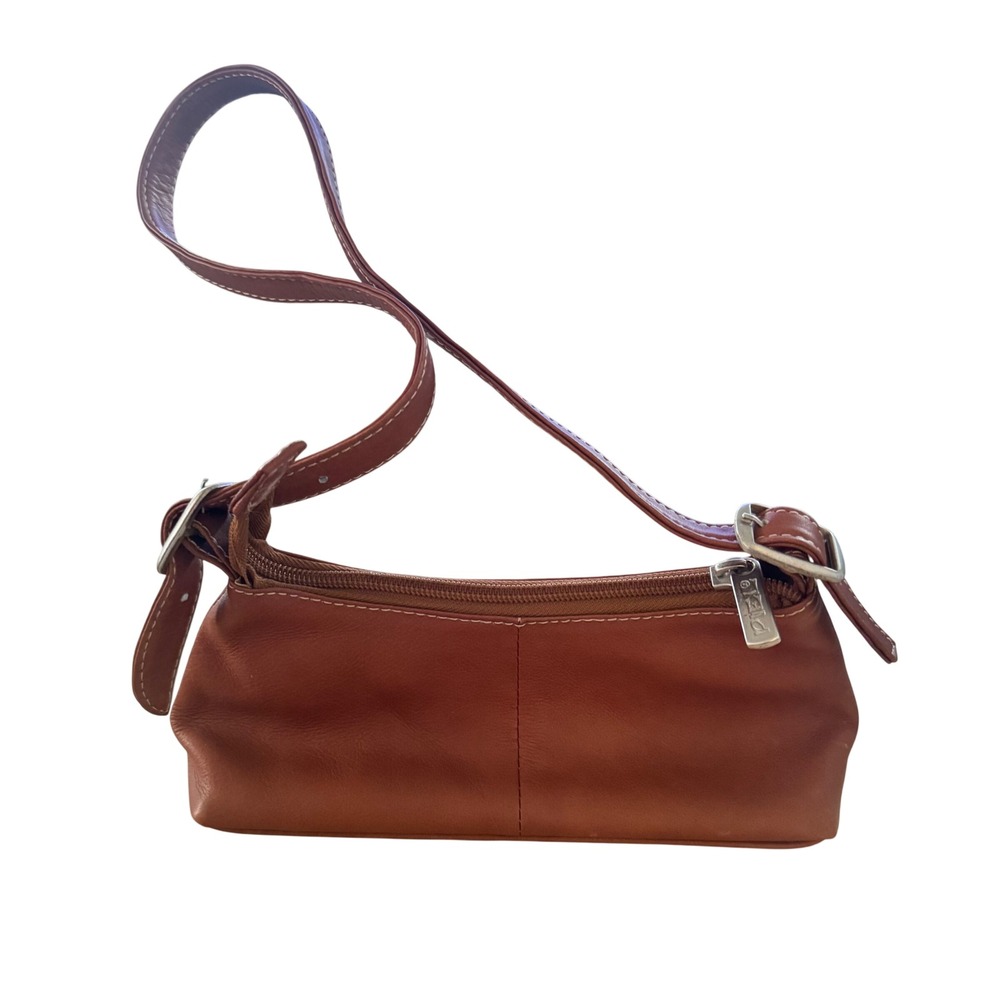 Piel Leather Cognac Brown Baguette Bag Hand Made Colombia Minimalist Y2K 8x4x3"